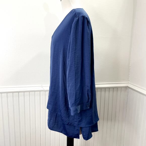 TCC - Chicos 2 L Tunic Top Split Back Flowy Lagenlook Boho Classic Spring Summer - Picture 4 of 14